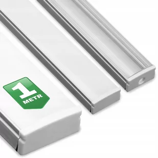 Profil Aluminiowy do LED KM36 Srebrny Natynkowy 1m + Przesłona mleczna + Zaślepki - Akcesoria do oświetlenia - miniaturka - grafika 1