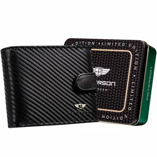 Czarny skórzany portfel męski Carbon Peterson, 9,5 x 12 x 3 cm - Portfele - miniaturka - grafika 1