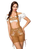 Spodenki damskie - Tradycyjne ludowe szorty do stroju ludowego, skórzane spodnie o wyglądzie skóry welurowej, ludowe szorty damskie, haft w 4 kolorach, XS-L, brązowy, XS - miniaturka - grafika 1