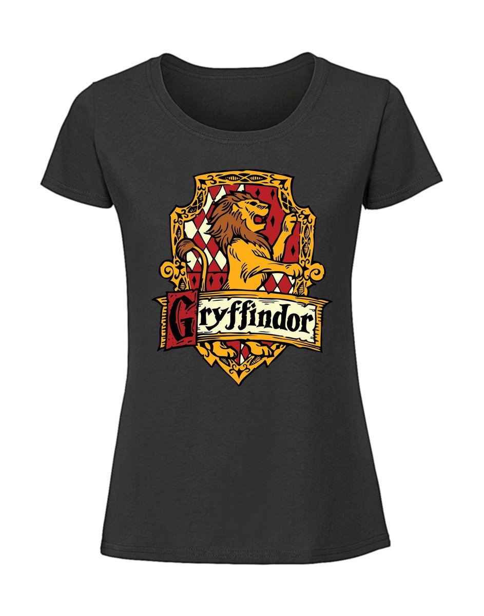 Damska koszulka z nadrukiem - Gryffindor-Logo czarny XL