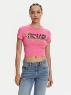 Koszulki i topy damskie - Versace Jeans Couture T-Shirt 78HAHC05 Różowy Slim Fit - miniaturka - grafika 1