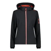 Kurtki damskie - CMP damska kurtka Softshell z odpinanym kapturem, Antracyt i mak, 54 - miniaturka - grafika 1