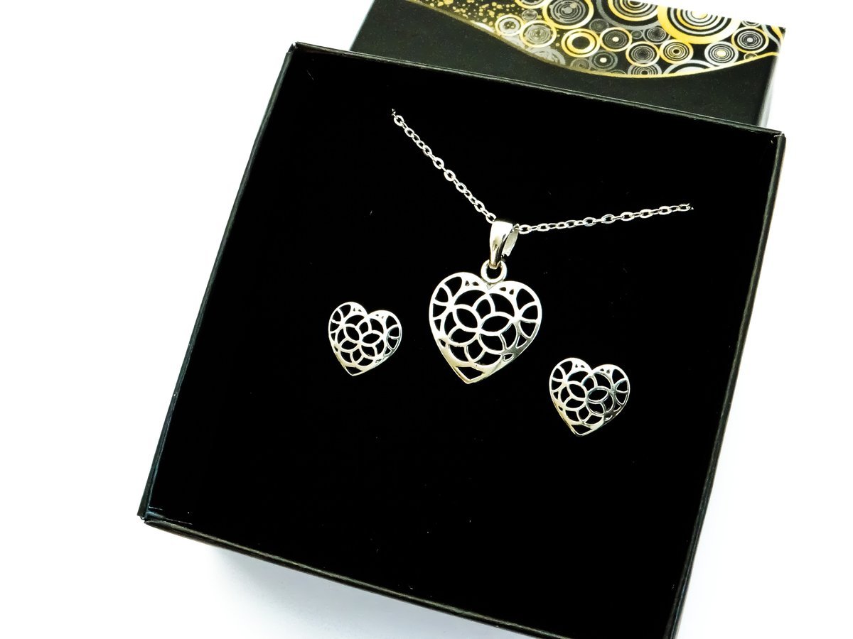 KOMPLET BIŻUTERII SREBRO 925 dł 43-47cm SERDUSZKA