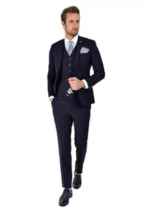 Bonamaison Męska kamizelka garniturowa Slim Fit 6 Drop Business Suit Vest, granatowa, standardowa - Garnitury - miniaturka - grafika 1