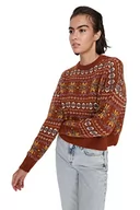 Swetry damskie - Trendyol Damski sweter oversize z okrągłym dekoltem z dzianiny, Brązowy, S - miniaturka - grafika 1