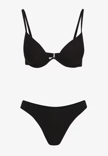 Stroje kąpielowe - Czarne Bikini Biustonosz z Usztywnianymi Miseczkami i Majtki Typu Figi Regulowanymi Ramiączkami Ellati - grafika 1
