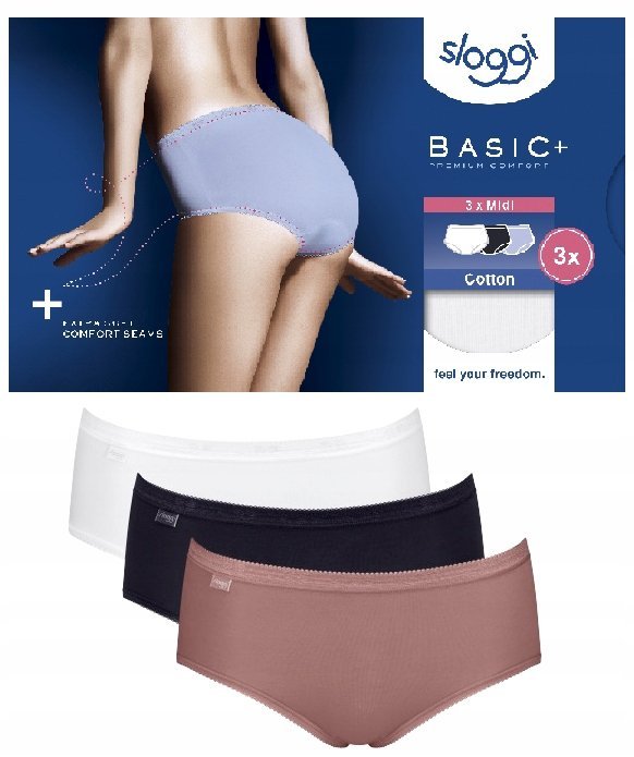 Majtki damskie FIGI bawełniane 3 SZTUKI 3 KOLORY Sloggi Basic+ Midi C3P 48