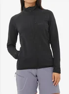 Bluzy sportowe damskie - Bluza rozpinana damska Salomon Essential Lightwarm FZ - deep black/black - miniaturka - grafika 1