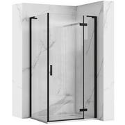 Kabiny prysznicowe - Rea Czarna kabina prysznicowa kwadratowa 90x80 drzwi uchylne Hugo Black REA-K6604+REA-K6607 - miniaturka - grafika 1