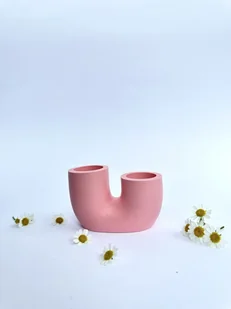 Świecznik U różowy - Świeczniki - miniaturka - grafika 1