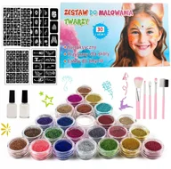 Zabawki kreatywne - Farby Do Malowania Twarzy Tatuaze Zmywalne Dla Dzieci Szablony Zestaw XXXL - miniaturka - grafika 1