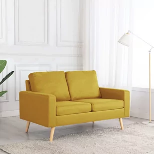 vidaXL 2-osobowa sofa, żółta, tapicerowana tkaniną - Sofy i kanapy - miniaturka - grafika 1