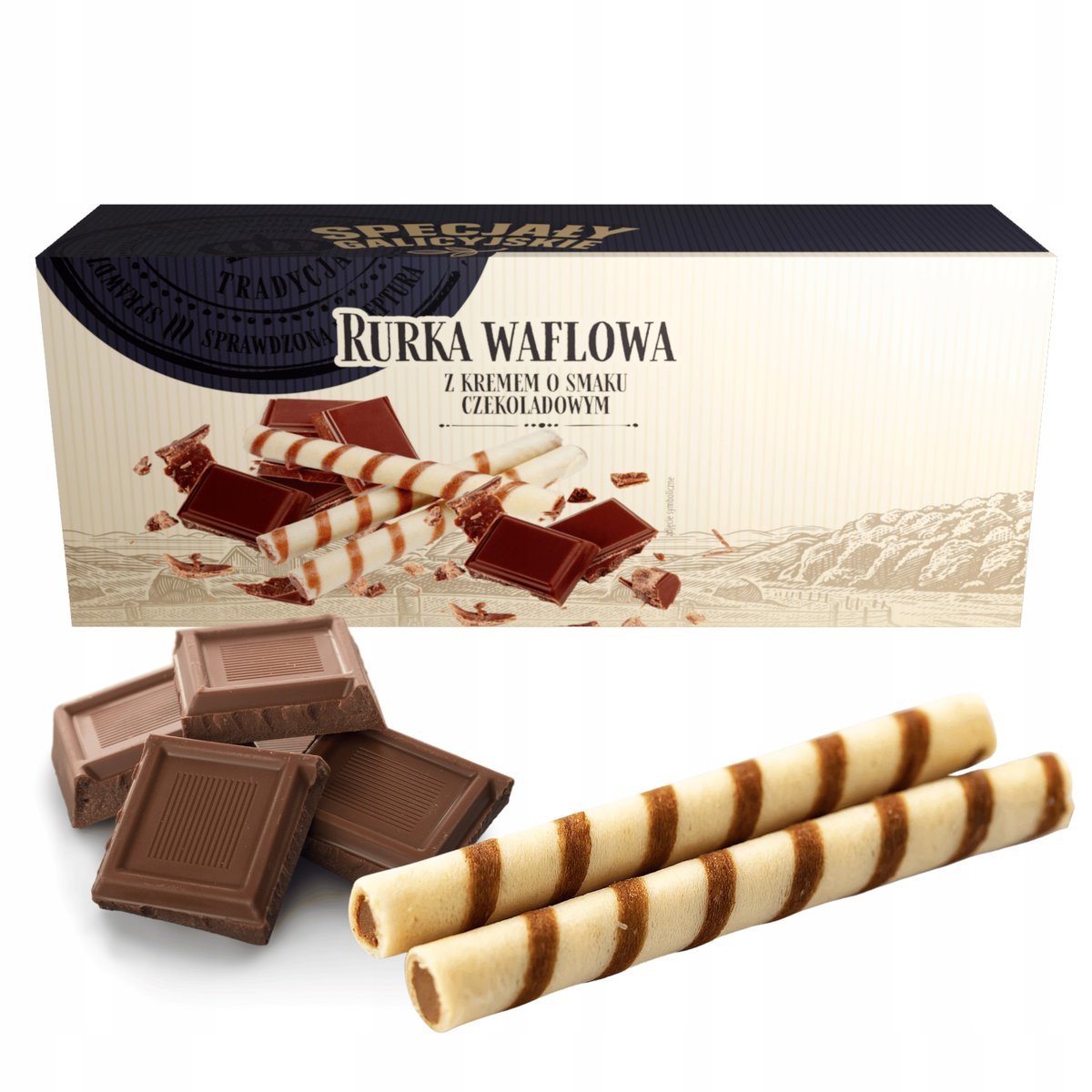 Ciastka Rurki Czekoladowe kruche domowe wypieki Specjały Galicyjskie 160g