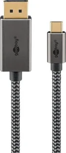 Kabel tekstylny USB-C™ do DisplayPort™ 4K @ 60 Hz, 2 m, czarny srebrny - Długość kabla 2 m - Kable komputerowe i do monitorów - miniaturka - grafika 1