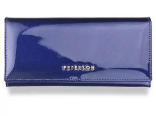 Portfele - Portfel Damski Skórzany PETERSON Duży Elegancki Pojemny System RFID Ciemny Niebieski 467 - grafika 1