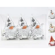 Ozdoby bożonarodzeniowe - Zawieszka Mikołaj 10 cm 3 sztuki złoty / czerwony / srebrny - miniaturka - grafika 1