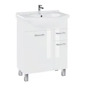 Szafki łazienkowe - Zestaw 65 cm szafka biała z umywalką ceramiczną - miniaturka - grafika 1