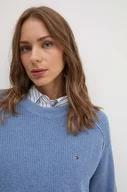 Swetry damskie - Tommy Hilfiger sweter bawełniany kolor niebieski ciepły - miniaturka - grafika 1