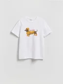 Koszulki męskie - Reserved - T-shirt regular z nadrukiem - biały - miniaturka - grafika 1