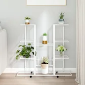 Donice - vidaXL Stojak na kwiaty, na kółkach 94,5x24,5x91,5 cm, biały, żelazo - miniaturka - grafika 1