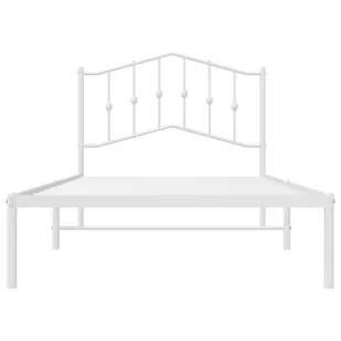 Metalowa rama łóżka z wezgłowiem, biała, 100x190 cm Lumarko! - Łóżka - miniaturka - grafika 6
