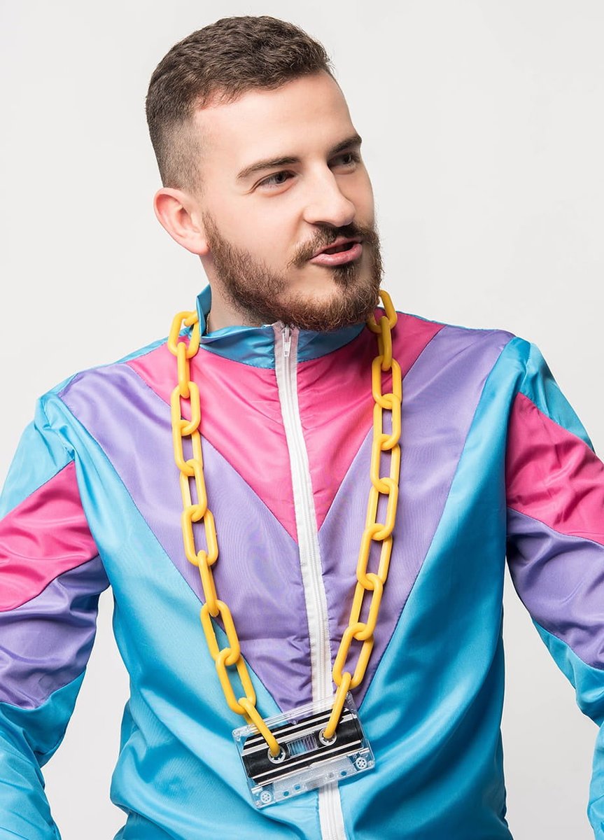 Łańcuch złoty Disco Lata 80 Naszyjnik kaseta Dodatek do Stroju