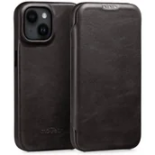 Etui i futerały do telefonów - moVear flipSide 4S - Skórzane etui do Apple iPhone 14 Plus (6.7") | Pokrowiec slim case, Skóra naturalna olejowana (Czarny) - miniaturka - grafika 1