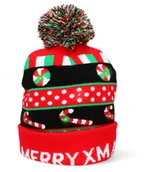 Ozdoby bożonarodzeniowe - Czapka świąteczna LED wielokolorowy świąteczne wzory - miniaturka - grafika 1