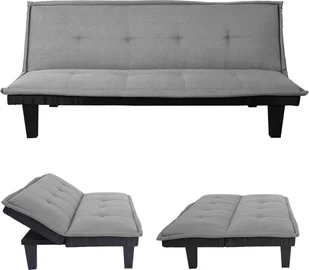 sofa 3-osobowa HWC-C87, kanapa rozkładana sofa rozkładana sofa dla gości, funkcja spania 170x100cm ~ tekstylny, jasnoszary - Sofy i kanapy - miniaturka - grafika 1