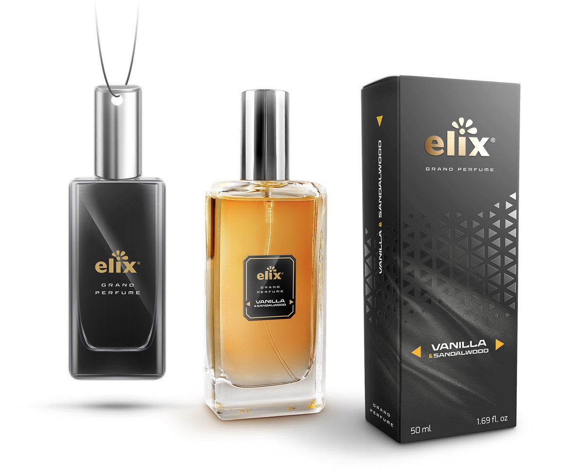 Perfumy do samochodu ELIX zapach do auta VANILLA SANDALWOOD 50ml + zawieszka