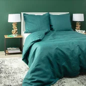 Pościel - Dekoria pl pl Komplet pościeli lnianej Linen 220x200cm emerald green 220 x 200 cm 2 poszewki 80 x 70 cm 763-159-09 - miniaturka - grafika 1