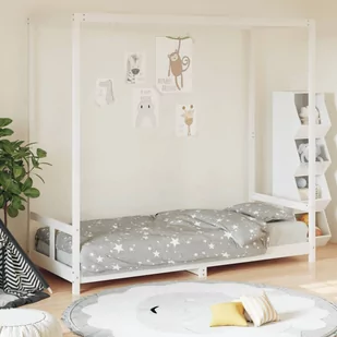 vidaXL Rama łóżka dla dzieci, biała, 80x200 cm, drewno sosnowe - Łóżeczka i kojce - miniaturka - grafika 1
