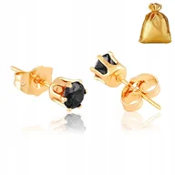 Biżuteria dla dzieci - KOLCZYKI ZE STALI CHIRURGICZNEJ DLA DZIEWCZYNKI CZARNE KRYSZTAŁKI WKRĘTKI - miniaturka - grafika 1