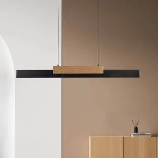 Näve Lampa wisząca Wiebke LED, czarny drewniany detal 120,5 cm ściemniana - Lampy sufitowe - miniaturka - grafika 1