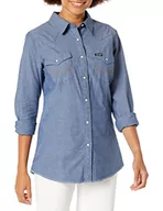 Bluzki damskie - Wrangler Damska bluzka z długim rękawem Chambray Snap przednia zachodnia koszula bluzka - miniaturka - grafika 1