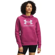 Bluzy damskie - Bluza damska Under Armour Rival Fleece Shimmer Hoodie Fuchsia Dusk XS - miniaturka - grafika 1