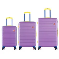 Walizki - Zestaw walizek SEMI LINE T5845-0 Fioletowy - miniaturka - grafika 1