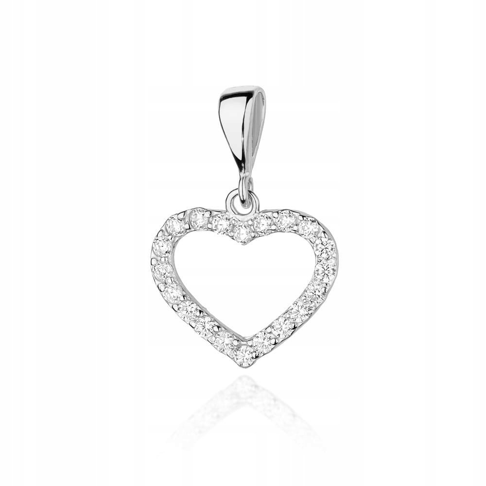 Przywieszka z białego złota 585 serce z brylantami 0.5g diamenty 14kt
