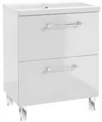 Szafki łazienkowe - Szafka łazienkowa z umywalką i 2 szufladami 80x80cm Stojąca biały połysk Cassandra - miniaturka - grafika 1