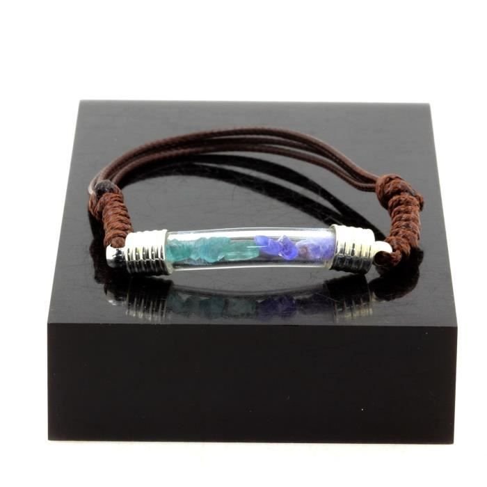 Kamienie i minerały. Bransoletka z surowego tanzanitu i apatytu paraiba. Kolor brązowy.