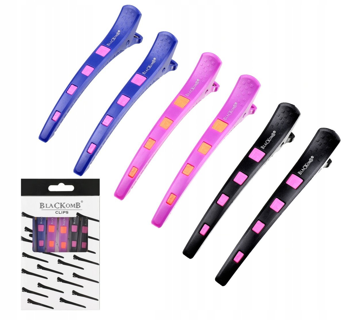 SILIKONOWE Klipsy Klamry Do Włosów Spinki Fryzjerskie 6 SZTUK Blackomb