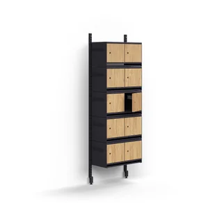 Szafka na buty ENTRY, moduł podstawowy, naścienna, 10 drewnianych drzwi, 1800x600x300 mm, antracyt/d - Szafki na buty - miniaturka - grafika 1