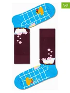 Skarpetki męskie - Happy Socks Skarpety "Me Time" w kolorze błękitno-bordowym - miniaturka - grafika 1