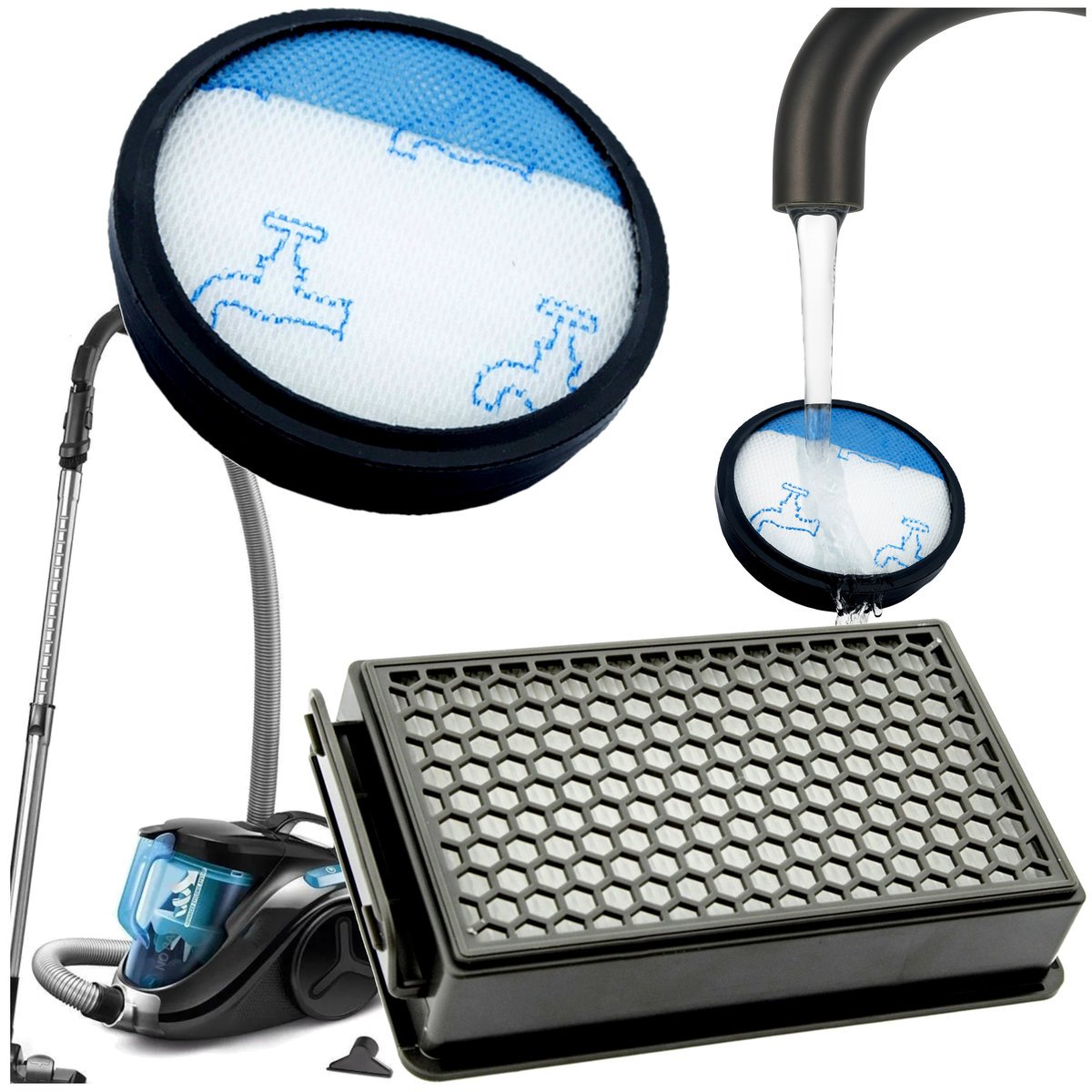 Filtr do odkurzacza zmywalny HEPA zestaw filtrów powietrza zamienny ZR005901 Rowenta Tefal Mounlinex