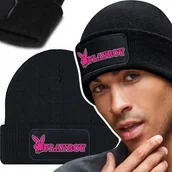 Czapki dla dzieci - Zimowa Wygodna Czapka Czarna PLAYBOY Dużo Wzorów - miniaturka - grafika 1