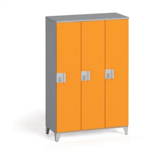 B2B Partner Szafa trzyczęściowa 1400 x 900 x 400 mm, szary/pomarańczowy 6100885 - Szafy biurowe - miniaturka - grafika 1