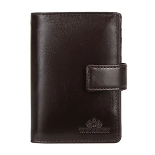 Męski portfel skórzany z zapięciem na napę średni brązowy - Portfele - miniaturka - grafika 1