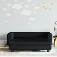 Meble do sypialni - vidaXL Sofa dziecięca z podnóżkiem, czarna, 100x50x30 cm, aksamit - miniaturka - grafika 1