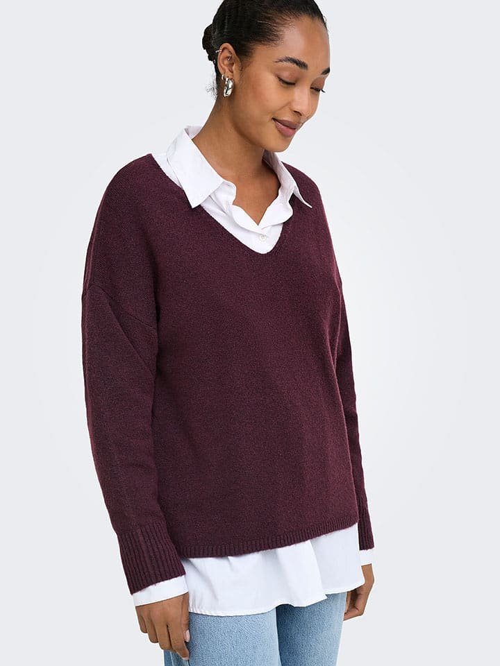 ONLY Sweter w kolorze bordowym