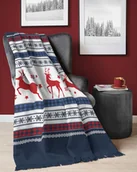 Pozostałe akcesoria świąteczne - Detexpol koc bawełniany 150x200 świąteczny wzór renifery - miniaturka - grafika 1